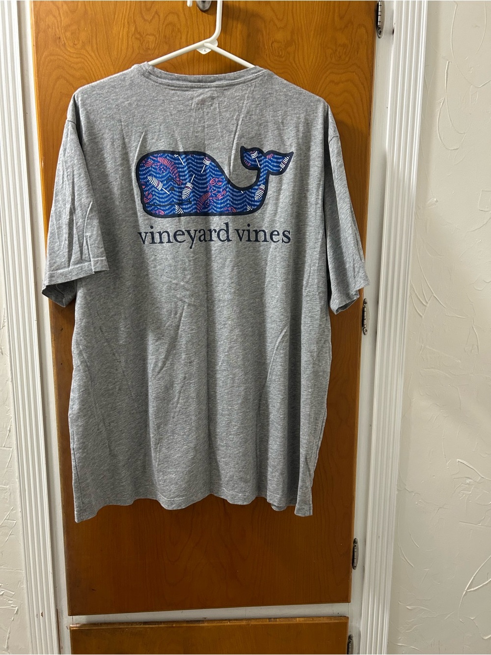 Vineyard Vines Gray Short Sleeve Pocket Tee with Blue Whale Logo - Picture 3 of 5